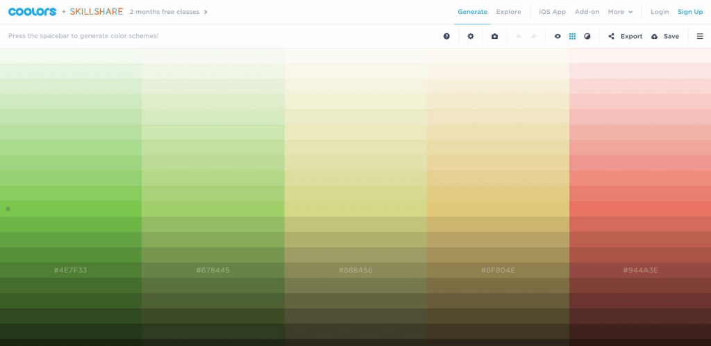 Coolors color scheme generator