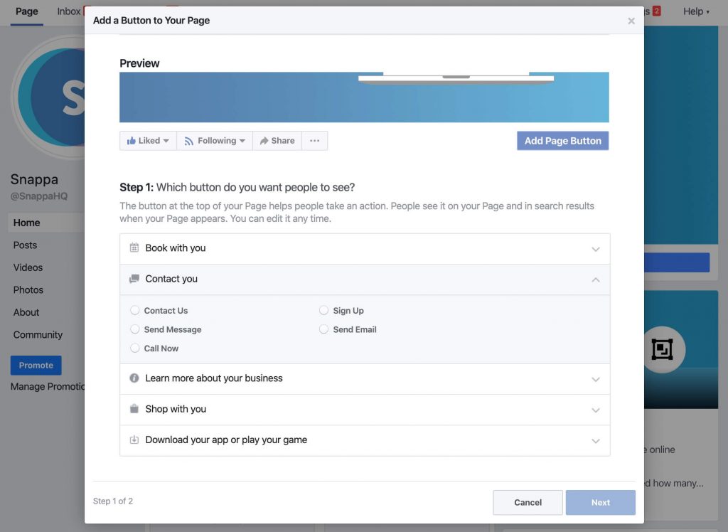 edit facebook CTA button