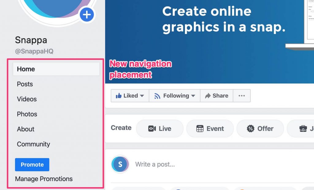 new facebook navigation bar