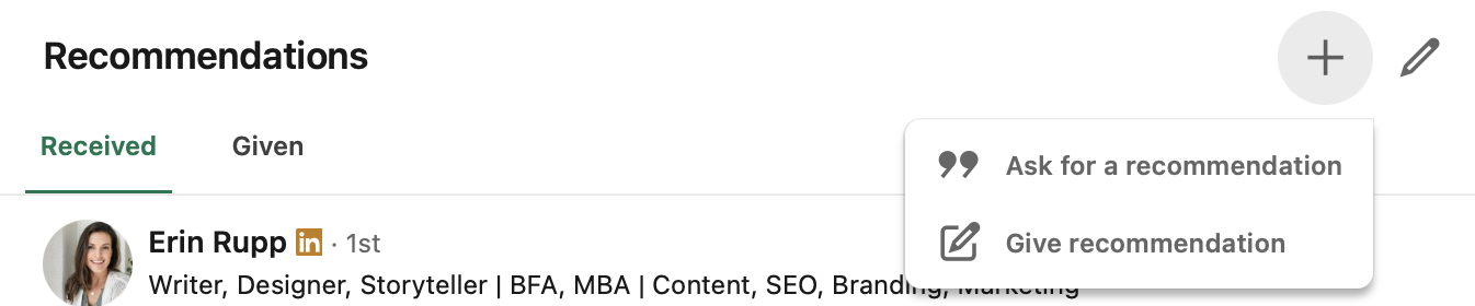 LinkedIn ask recommendation