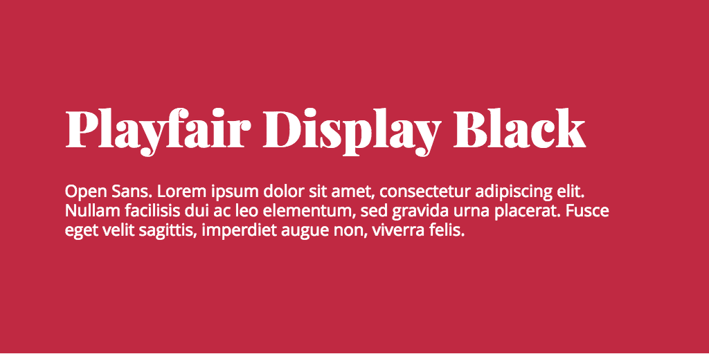 Playfair Display & Open Sans font combination