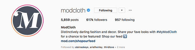 modcloth instagram feed