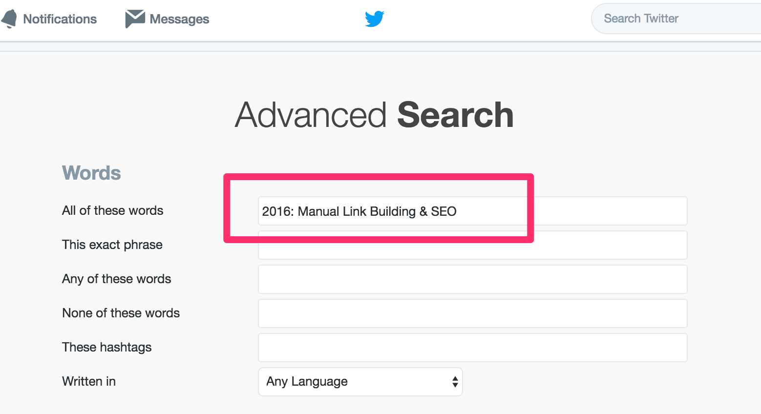 Twitter advanced search